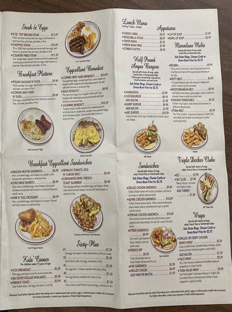 amery family restaurant amery wi menu